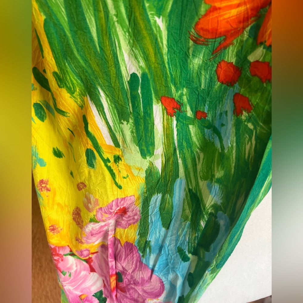 Vintage 90s 💚🌈 Jams World Floral Neon Watercolor Drawstring Pants S🧡❤️🌈 - Picture 3 of 6
